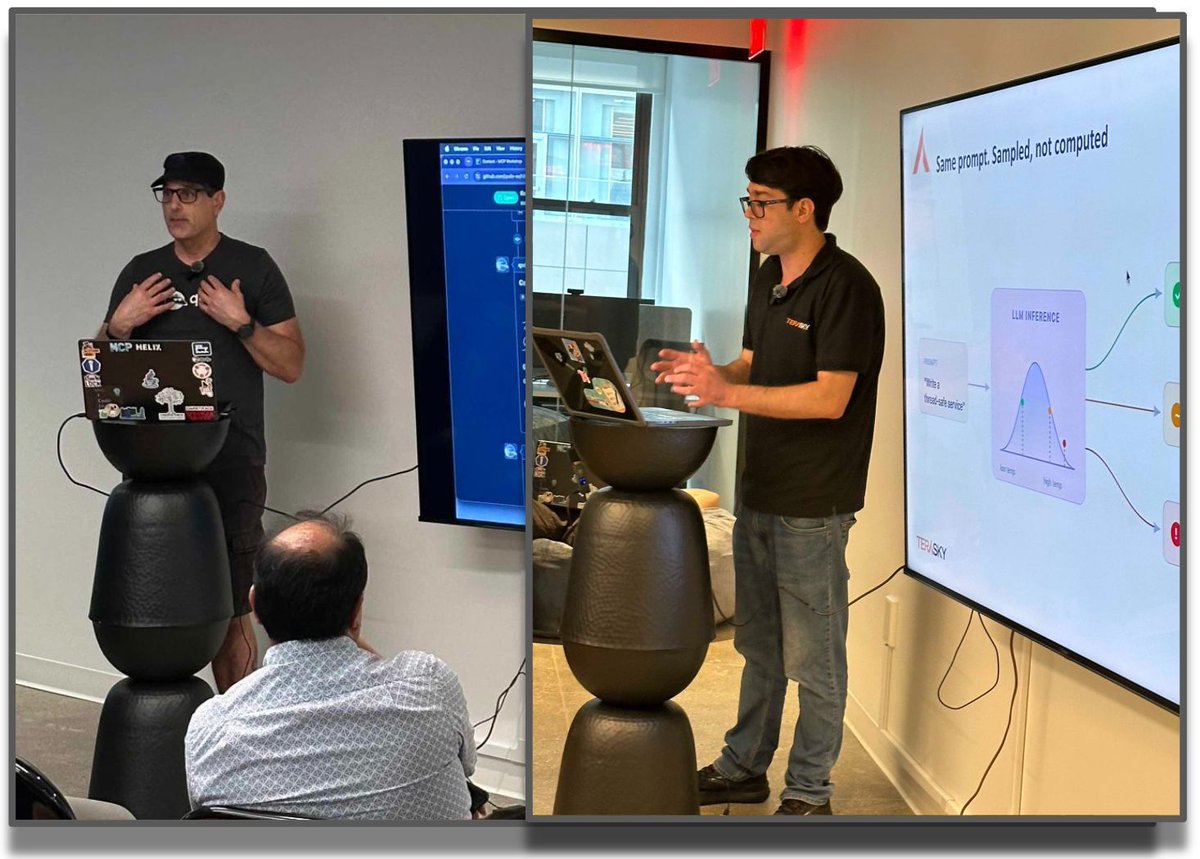 frankgreco's tweet photo. Great #NYJavaSIG meeting last week! Thanks to @elad_hirsch for his code-review agents talk and to @daviddryparry for his MCP server demo! Special thanks to @TeraSkycom1 for graciously hosting and supporting the local Java community! https://t.co/zrWWv0blNk