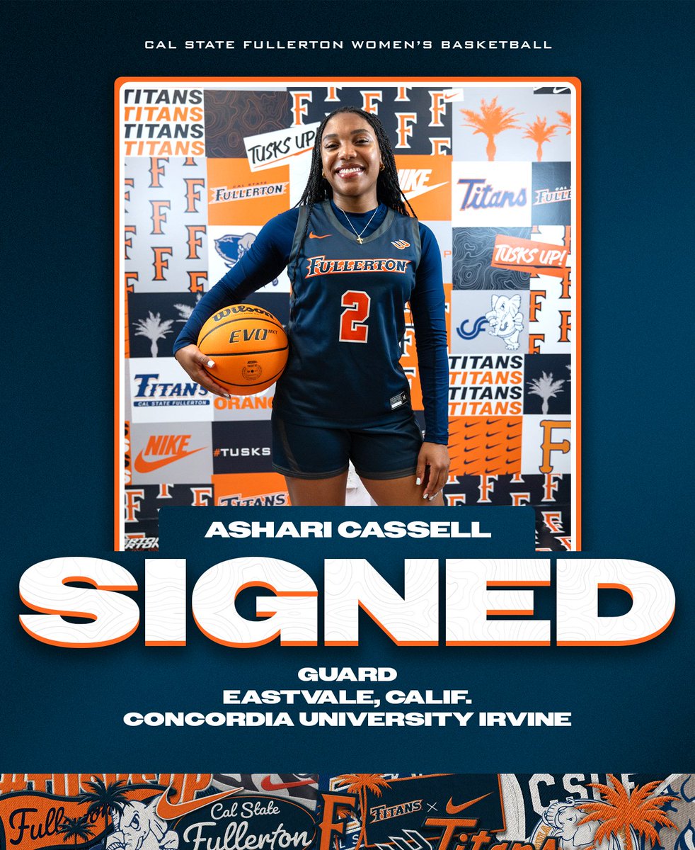 FullertonWBB's tweet photo. Back in Blue &amp; Orange

Please welcome @asharicasse1l  to the Titans Family!

#TusksUp https://t.co/edUD1Ajc1D
