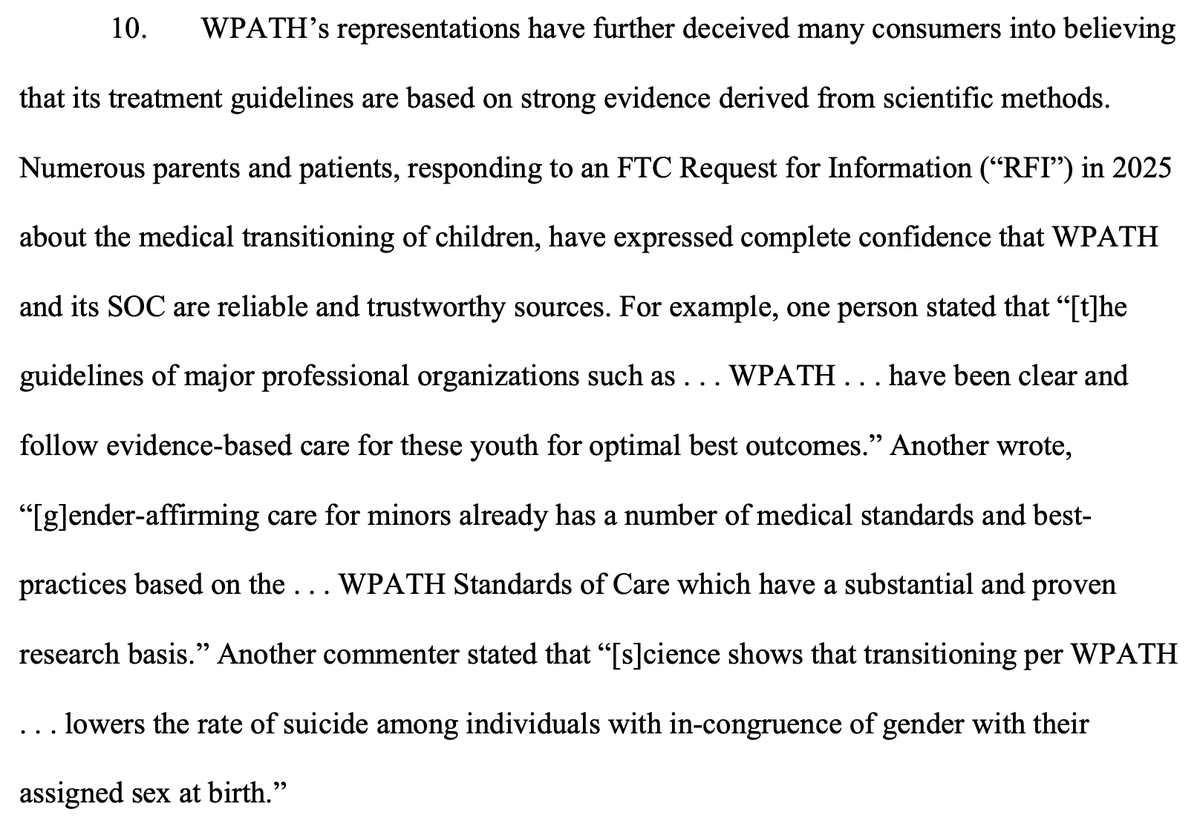 JuliaMasonMD1's tweet photo. My favorite part of the FTC's complaint against WPATH is when they quote deluded parents as evidence that WPATH lied to them: https://t.co/WHaIoHFdzd