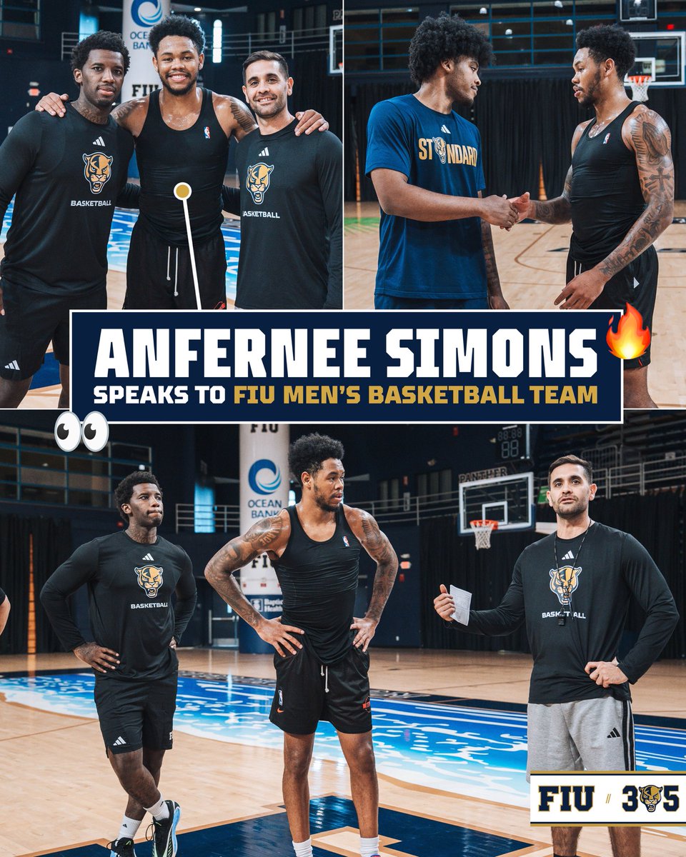 FIUAthletics's tweet photo. NBA talent @AnferneeSimons stopped by @FIUHoops practice today 👀 https://t.co/jg8uxCrLJs