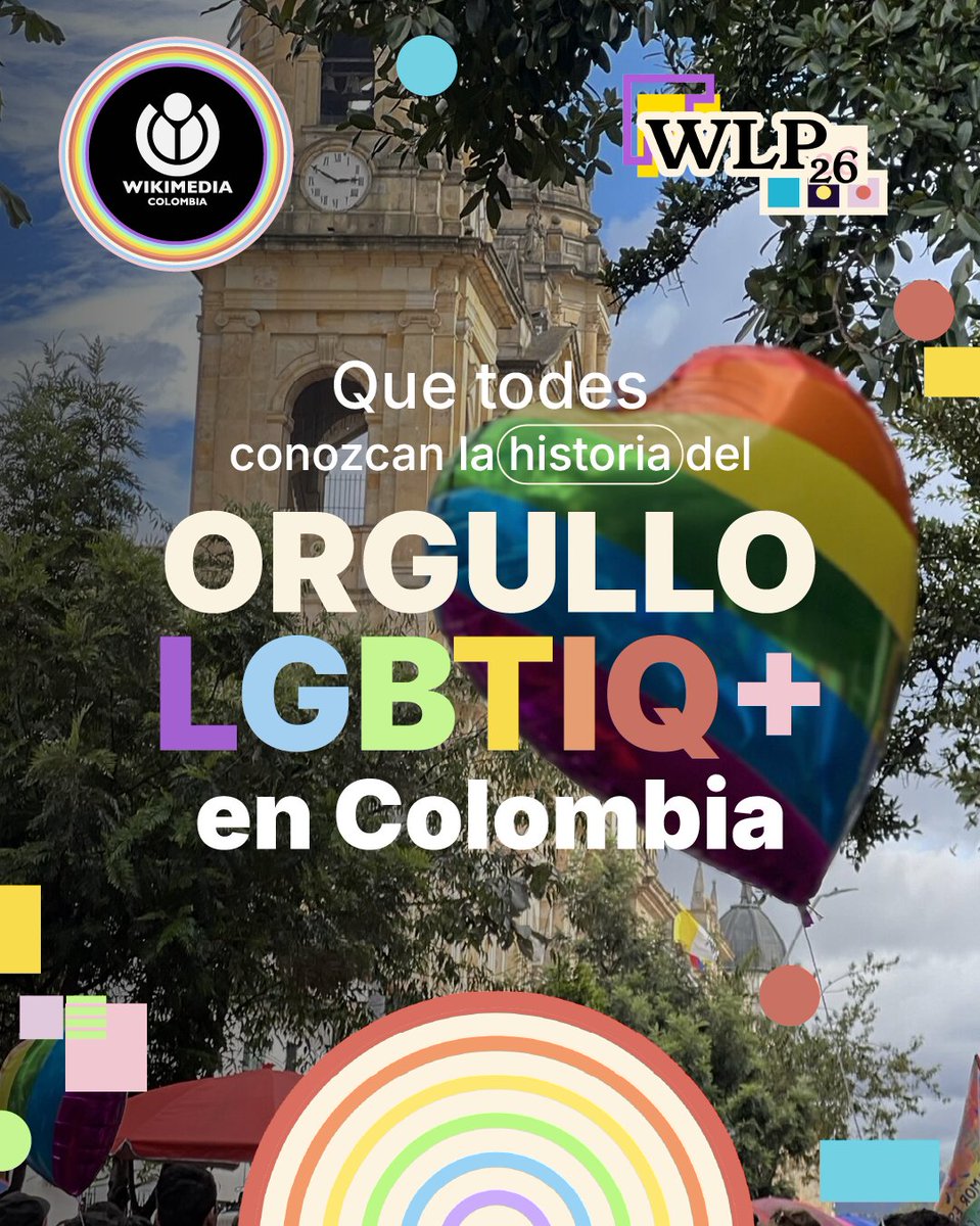 wikimediaco's tweet photo. 🏳️‍🌈 La historia del Orgullo LGBTIQ+ en Colombia merece estar en Wikipedia.

Únete a nuestra editatona para documentar colectivamente los hitos y expresiones culturales que han marcado al movimiento.

📅 19 de junio 🕒 3:00 p. m.
✍️ Inscríbete: https://t.co/NyosStoRoo https://t.co/fz1QUjI5r9