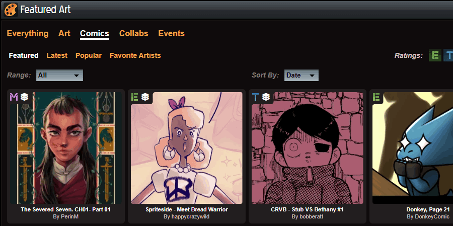 Newgrounds's tweet photo. Comics now have their own box on the front page and a more visible tab in the Art Portal! https://t.co/iUY1CboPrn