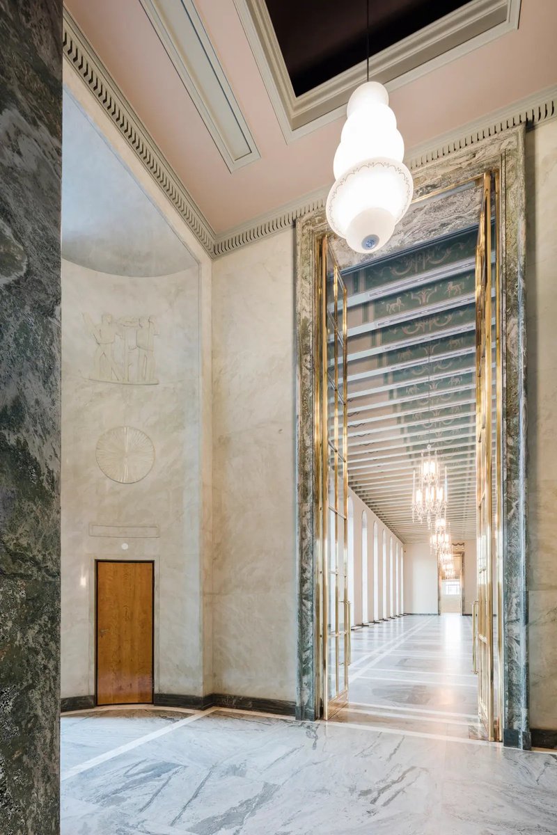 cornu__copia's tweet photo. The Finnish Parliament House is a rare Gesamtkunstwerk of Finnish Art Deco inspired stripped classicism. Everything about the building, all the way down to its furniture and smallest detail was designed by Finnish architect J. S. Sirén 1924 - 1931. https://t.co/iuQJDE1xzB