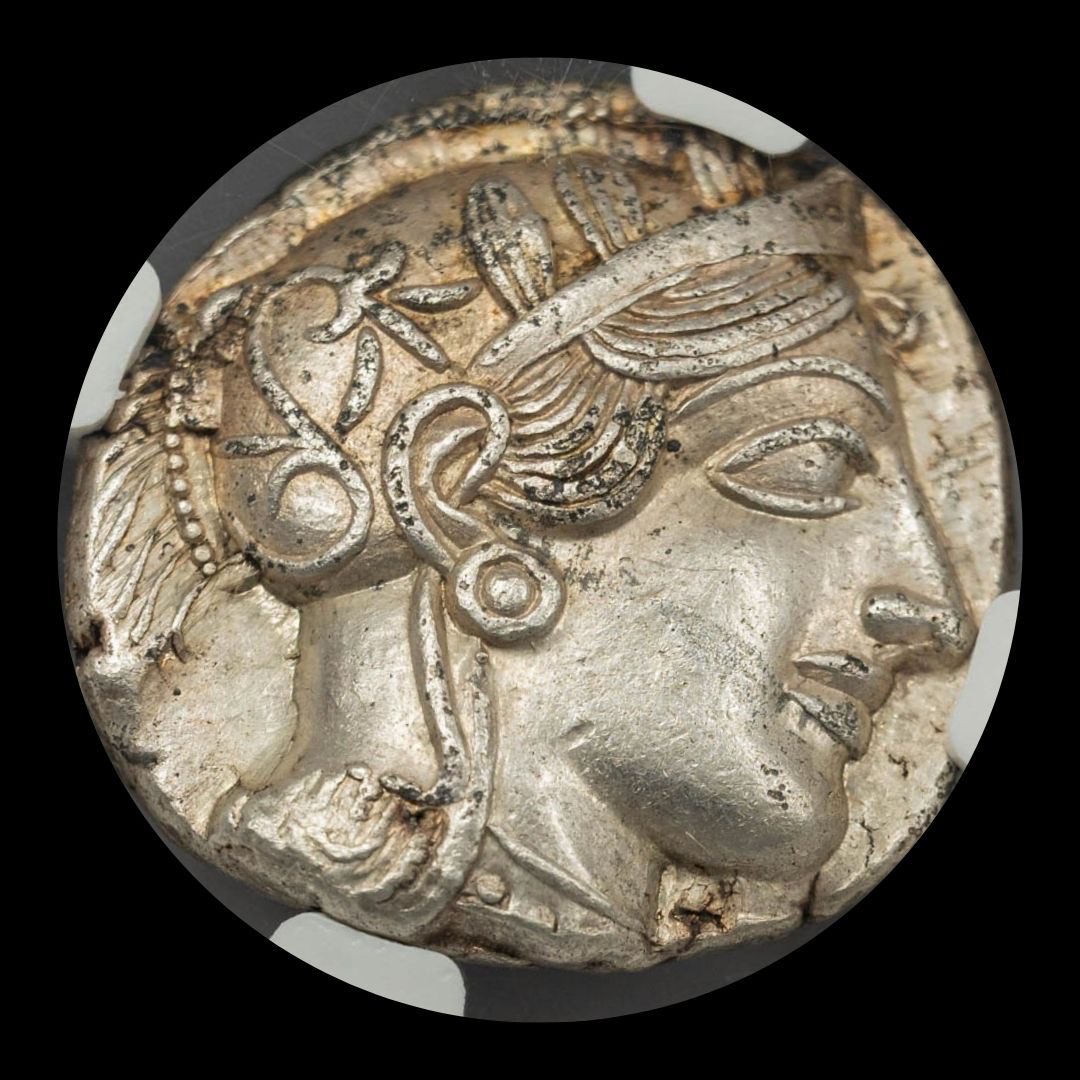 nfccoins's tweet photo. Let’s step back in time to Athens. Check out this Attica, Athens AR Tetradrachm c. 440-404BC AU NGC (17.16G).

Website: https://t.co/yVUnQNYoyC

eBay: https://t.co/OaBNSGRvNe

#tnfc #ancientcoins #ngccoin #silvercoins https://t.co/eRtlvbIiWe