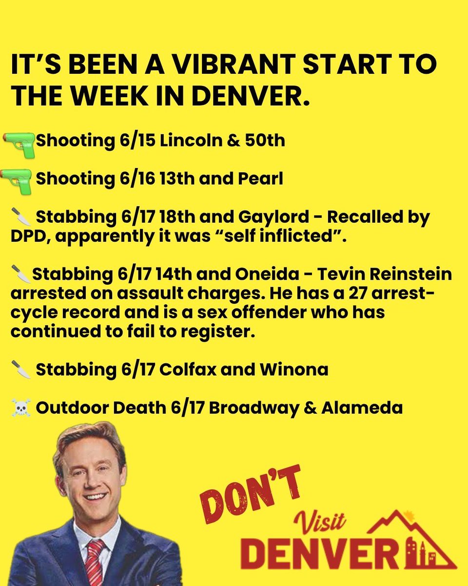 dobetterdnvr's tweet photo. “Downtown Denver is getting more safe and more vibrant every day”

-Meth Camp Mike https://t.co/alvRScqDbS