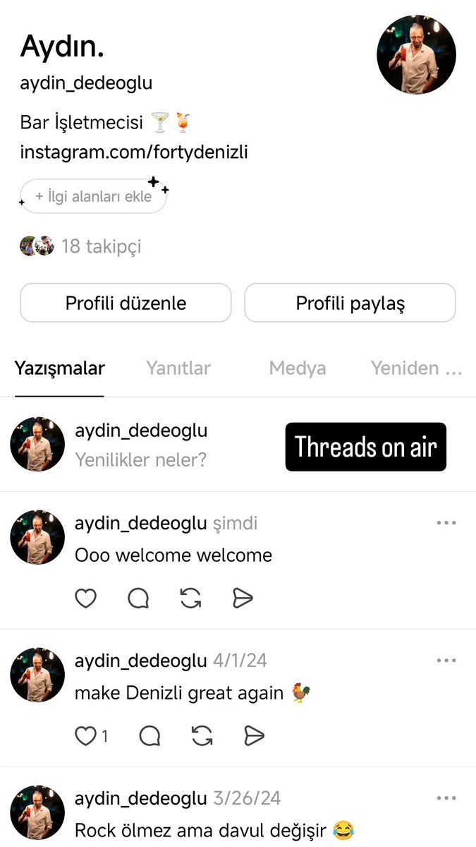 aydindedeoglu2's tweet photo. Threads geri gelmiş https://t.co/pkWd09k8KQ