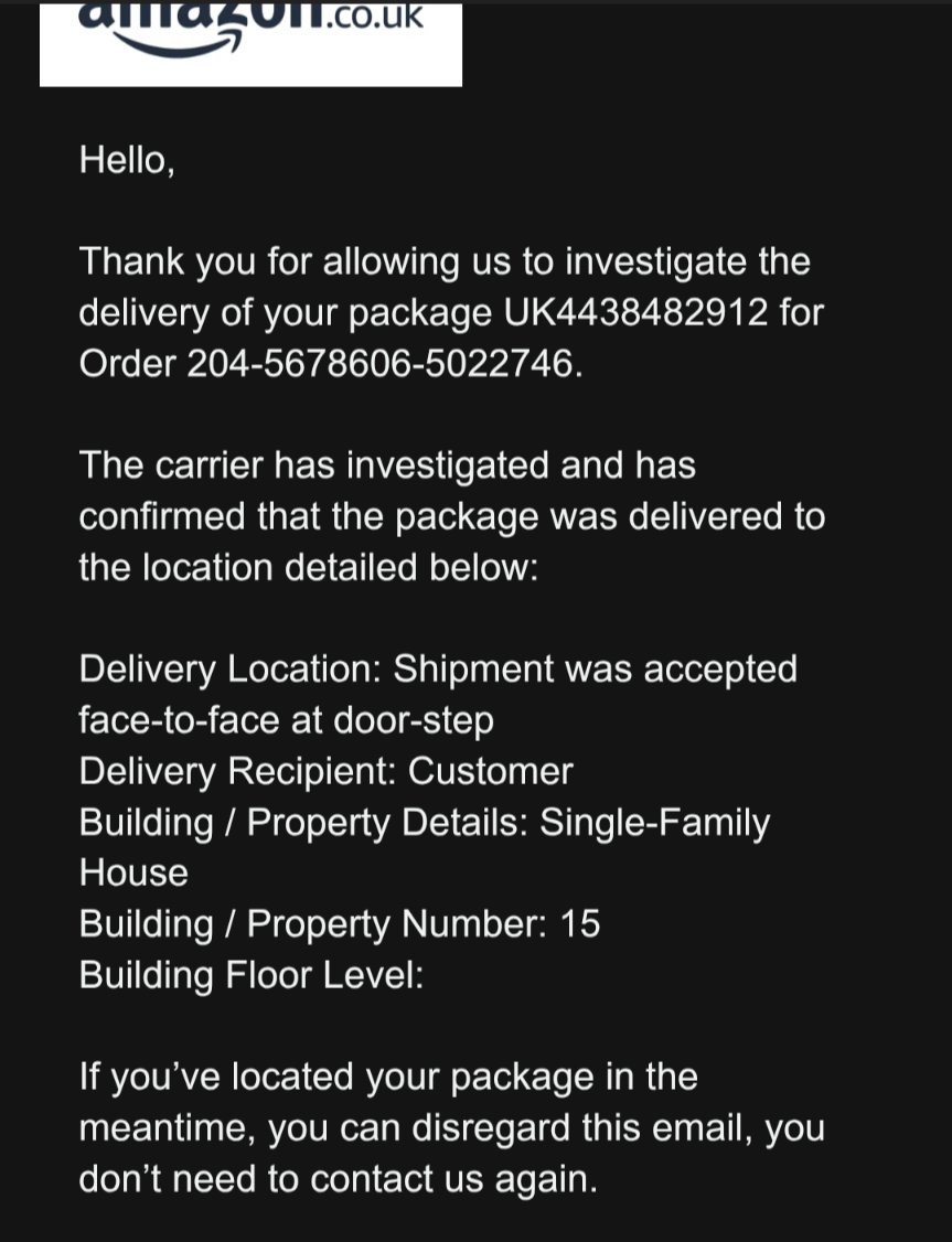 TheGreenBarrow's tweet photo. @AmazonUK how can you say after an investigation that my parcel was handed to the resident when the picture shows a door. Plus I was at work when this was delivered https://t.co/k9AE3PpkzF