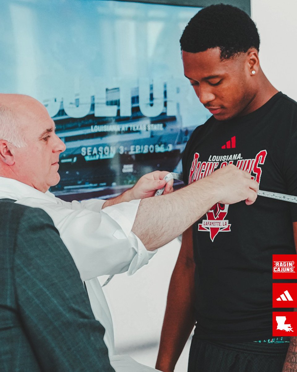 RaginCajunsFB's tweet photo. Time for our guys to 𝗦𝗨𝗜𝗧 𝗨𝗣 👔 

Thank you to the crew at Suit Up in Lafayette for their time in getting our guys fitted, and to our supporters for continuing this great program.

#cULture | #GeauxCajuns https://t.co/IW6x1L3dnP