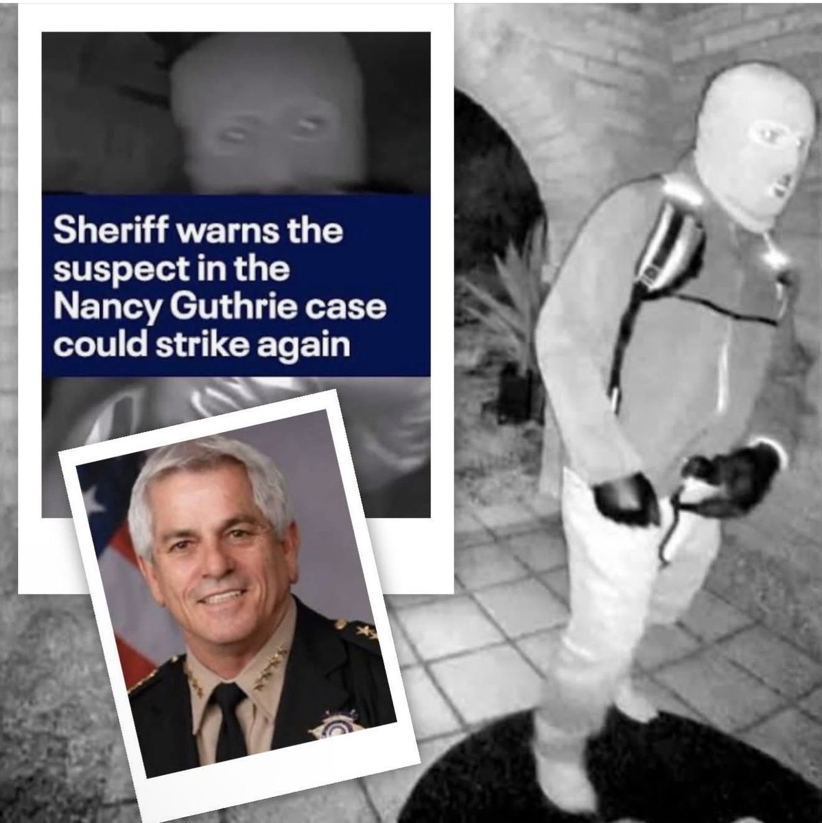 857Tucson's tweet photo. ❓Who Benefits When the Nancy Guthrie Story Disappears From the Headlines?

🚨Sheriff Chris Nanos 😳warned😲 months ago that the suspect in the Nancy Guthrie case could strike again.

Does he still think the suspect could strike again and why aren’t more elected officials talking about this case? 

Some have never mentioned Nancy’s name.

🤬Instead of bringing awareness for Nancy Guthrie kidnapped, they chose the narrative of hit pieces on independent media, the only people keeping her name alive…

🤔Why haven’t we seen a major public-awareness campaign across Pima County??? (billboards, flyers, searches)?

Why do independent journalists and citizens seem to be targeted for asking questions well the fake media stations and newspaper write hit pieces on anyone keeping her name alive?

These aren’t accusations…they’re questions.❓❓

➡️Questions that many Pima County residents and worldwide have been asking……while Nancy Guthrie’s family continues to wait for answer why aren’t they passing out flyers, billboards, and/or provide updates. 

Silence speaks volumes!!!!!!

If public safety is the priority, then transparency, communication and honesty should be too. 

The community deserves to know what is being done to bring awareness of the suspect photo who kidnapped Nancy.