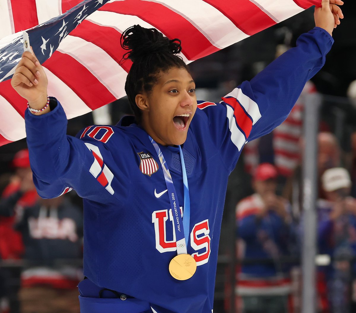 BR_OpenIce's tweet photo. Laila Edwards has been selected 4th overall by PWHL San Jose 🔥

Edwards won the National Championship at Wisconsin and Gold at the 2026 Olympics 🏆
 
The skilled 6'1" Defender is set to be the tallest player in the PWHL 🤯 https://t.co/JYJLGapDxy