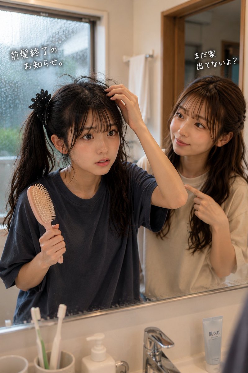 chapiroom's tweet photo. 前髪終了のお知らせ。☔️

なお、
まだ家も出ていない。

#ちゃぴるーむ
#梅雨あるある
#BestFriends https://t.co/pnkbqZFOHf