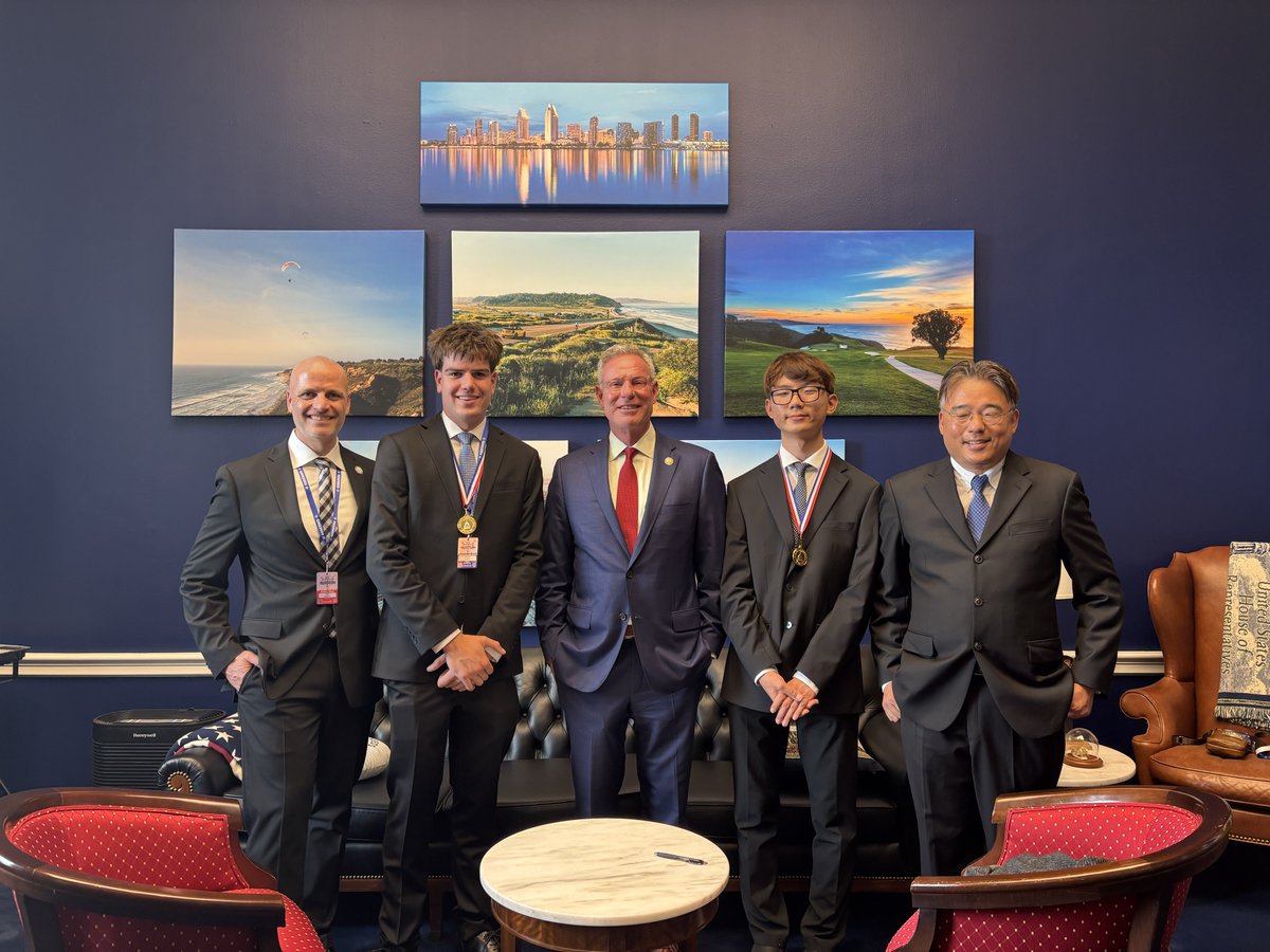 RepScottPeters's tweet photo. Last week, I presented the Congressional Gold Medal to Hayden and Kihwan from CA50. They completed over 400 volunteer service hours, 200 hours of personal development, and 200 hours of physical fitness. I’m impressed with their discipline and commitment to the Congressional Award program!