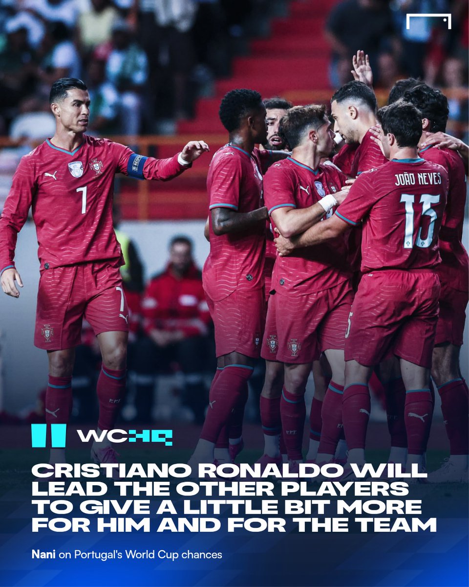 goal's tweet photo. Former Portugal winger Nani believes that the entire national team will push themselves beyond their limits to help Cristiano Ronaldo secure the ultimate prize at the 2026 World Cup 🇵🇹🏆

Read more 🔗 https://t.co/HqswO64fe3 https://t.co/jPYDgUrjJr