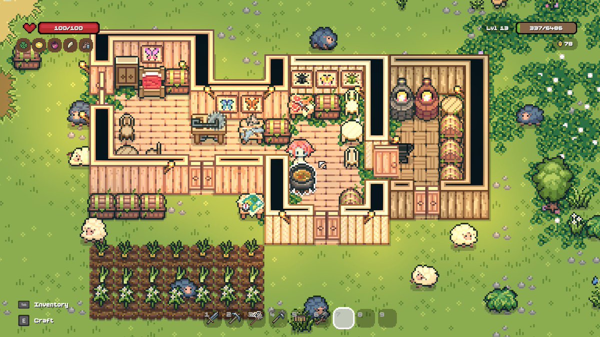 itsKyoVT's tweet photo. 🌳 my cozy home in Gathera by @CatrisGames 

so addicted to the game! 🐑
had so much fun grinding and building my cute cozy home 🤎

can't wait for the EA so i can try more new features and ofc, new furnitures, biomes and recipes! 

🔗 to demo in reply! https://t.co/6LL0JzIUMz
