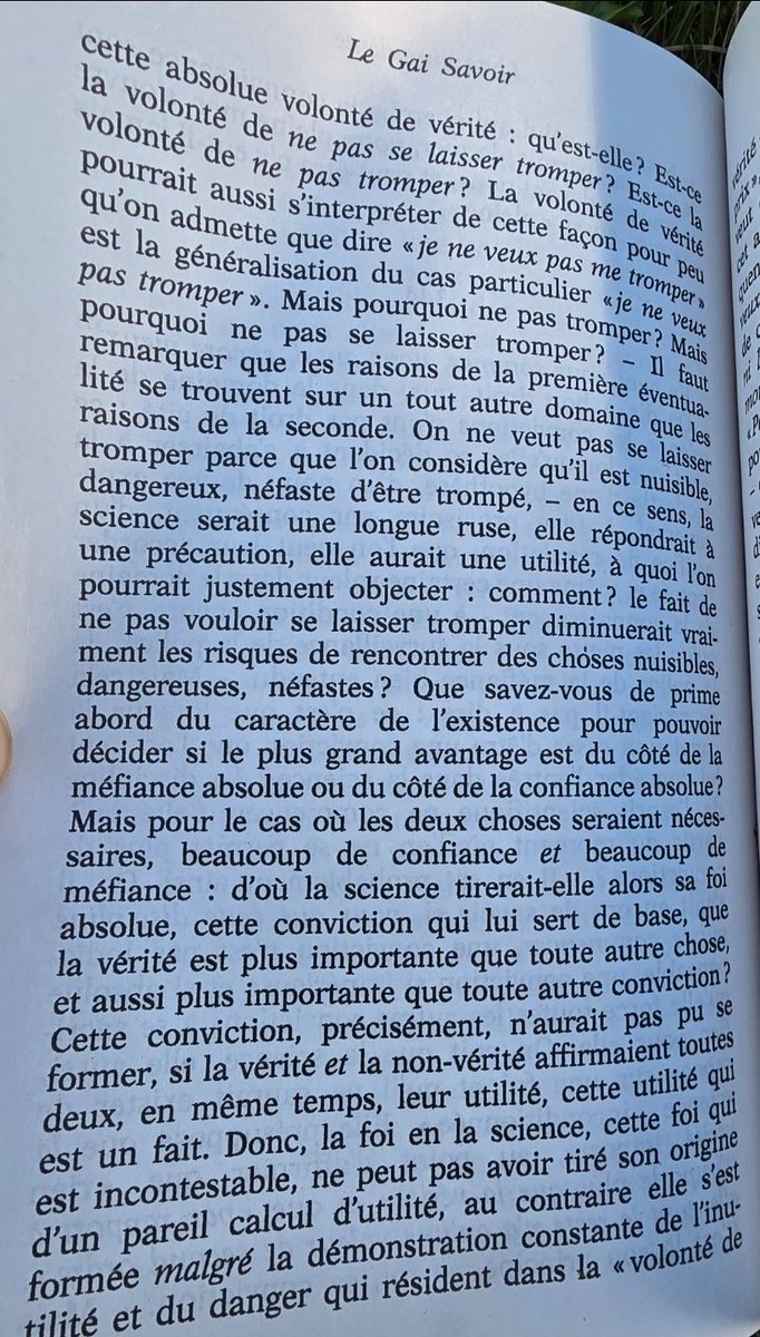 ThomasMerteuil's tweet photo. I have to reassess. He is significantly smarter than Dawkins with regards to science and atheism.

In aphorism 344, he shows an understanding that science is both a morality and a metaphysic.

He still, incomprehensibly, equates science with truth, which is a very poor epistemology.