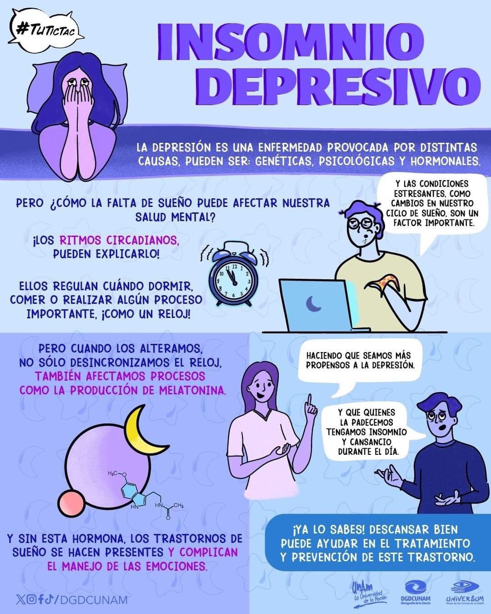 unamglobal's tweet photo. 🧠 #SaludMental La depresión es una enfermedad provocada por distintas causas. ¿La falta de sueño puede ser una de ellas? Infografía de @DGDCUNAM. ⬇️ https://t.co/N1imIfZM9r