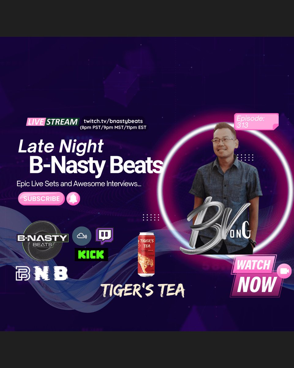 BNastyBeatss's tweet photo. Tonight's gonna be epic! 

Get ready to vibe with Late Night B-Nasty Beats #BNB313 , featuring @tigersteacognac and @b.vongphachanh !  #staywild

Your host, @buk_nickk2 , is ready to party and give you a shot at awesome prizes. https://t.co/LBywAJeRlP