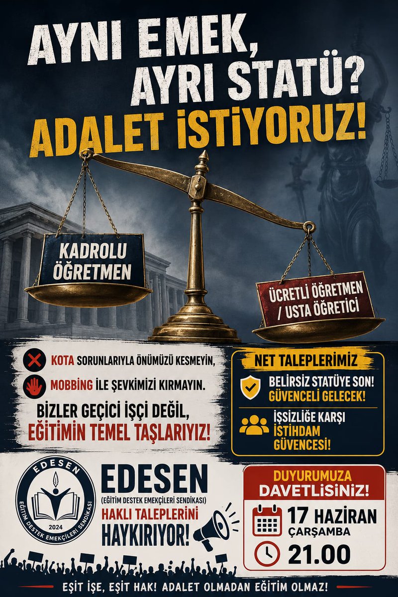 Glzary324's tweet photo. Okullarda ve Halk Eğitimlerde aynı sıraları, aynı sorumlulukları paylaşıyoruz. Kursiyerlerimize, öğrencilerimize canla başla emek veriyoruz. Peki, eşit emeğe eşit özlük hakkı hakkımız değilmi? 
#YarınsızEğitimci
USTA ÜCRETLİ  TEKSES
@devapartisi
@Yusuf_Tekin
@mebhbogm https://t.co/KvoFtzTwrb