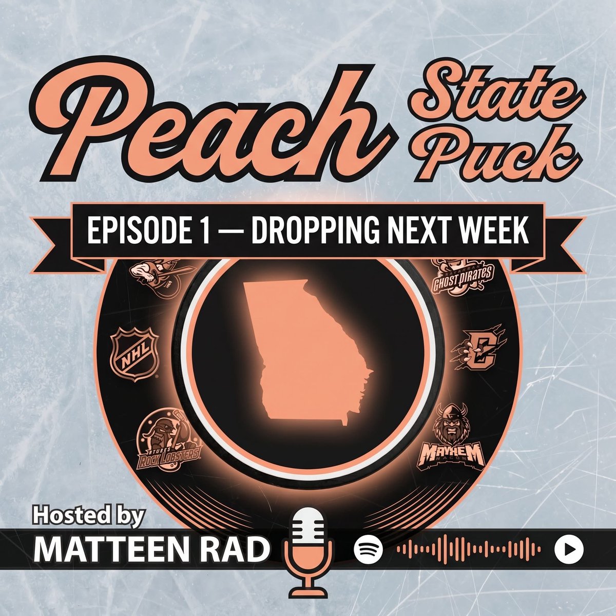 PeachStatePuck's tweet photo. The story of hockey in Georgia deserves to be told.

From Columbus to Macon. Athens to Savannah. Duluth to Augusta. Every rink, every fanbase, every rivalry, every story.

Episode 1 drops next week.

🏒 New episodes every week.
🎙️ Hosted by Matteen Rad. https://t.co/gIKspQAuxC