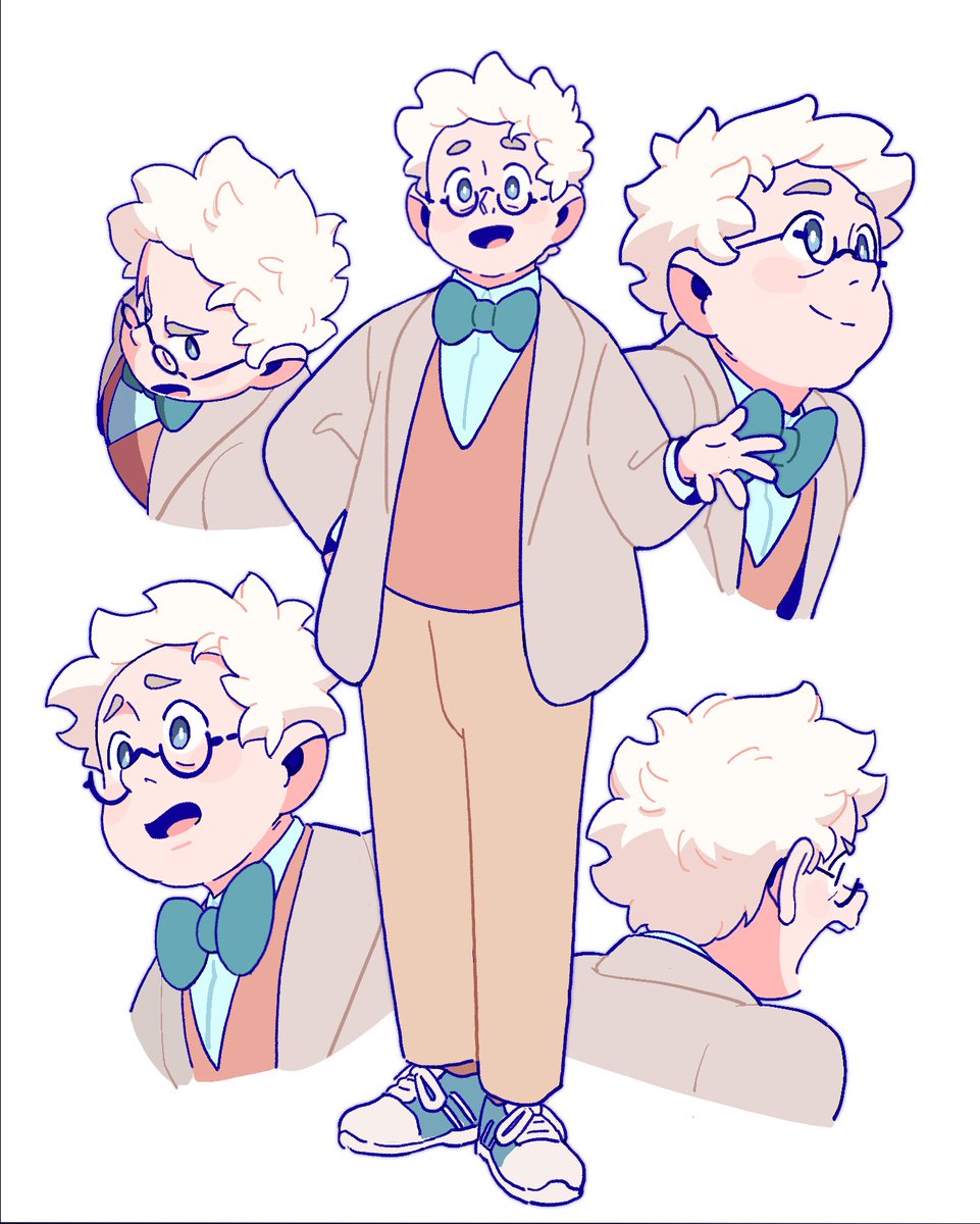 bleucalire's tweet photo. I like giving him some characteristics of Aziraphale from the book (the glasses, the snickers…)
(I would like to animate him again for fun, and am trying to settle on a design) https://t.co/AdB9IjKGwh