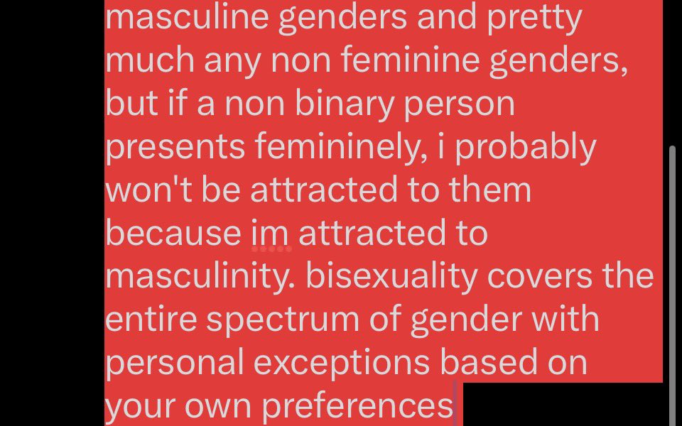 twisting_deceit's tweet photo. @jpchumbo @NobI3_Six @Nexiraluv try to think of gender as a linear spectrum for now. one end is masculinity with a binary man at the end, and the other is the opposite with femininity with neutral (non binary) in the middle. if you have a masculine gender, (cont in images) https://t.co/V62fzFc28k