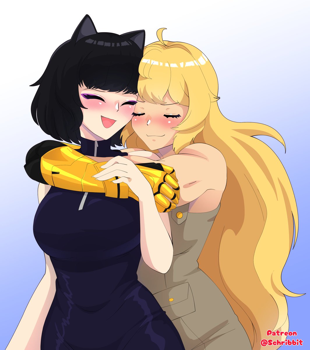 Schrwby's tweet photo. Blake and Yang hug as my last pride month post, thank you all~!
#bmblb #rwbyfanart #rwby https://t.co/3CwwAFluao