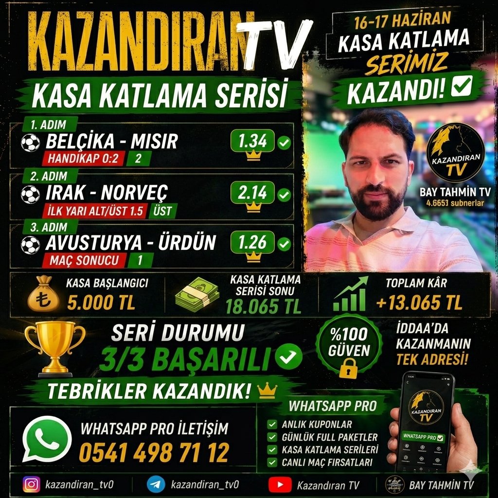 Winologdr's tweet photo. YİNE KAZANDIK, YİNE BAŞARDIK! 🦅🔥

​16-17 Haziran Kasa Katlama Serimiz 3/3 başarıyla tamamlandı! 5.000 TL kasa başlangıcı, tam 18.065 TL ile sonuçlandı. Temiz ve net +13.065 TL kâr! 💰✨

​Yeni seri için hazırlıklar başladı. Bu kazanç yolunda yerini almak ve bizimle birlikte katlamak için aramızda bekliyoruz! 👇

​📲 WhatsApp Pro İletişim: 0541 498 71 12

📩 Telegram: Aramıza katılmak için profildeki linke göz at!