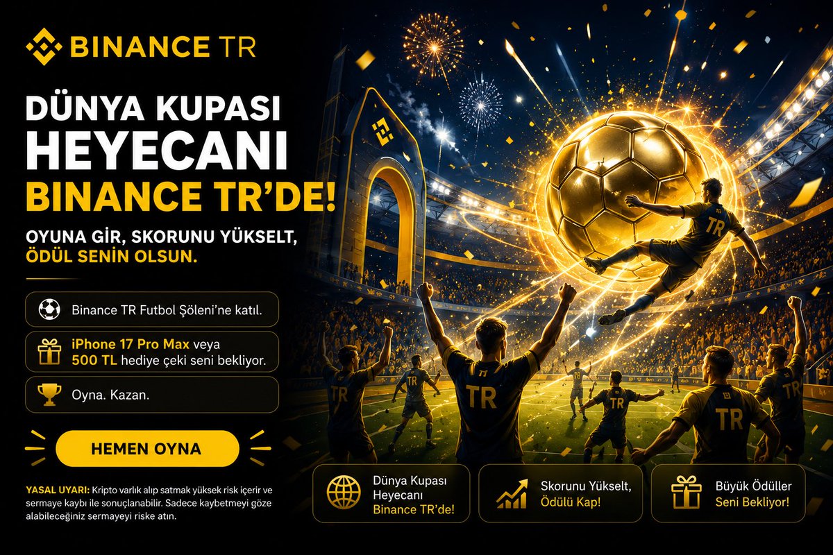 CyrptosSherlock's tweet photo. ⚽🌍 Dünya Kupası heyecanı yaklaşırken, futbol ve teknoloji bir kez daha aynı sahada buluşuyor.

🎉 @BinanceTR’nin başlattığı Futbol Şöleni kampanyası; oyun deneyimini ödüllerle birleştiren eğlenceli bir etkinlik sunuyor.

🏆 Katılımcılar;

⚽ Skor tahminleri yapabiliyor,
🎁 Çeşitli ödüller kazanma şansı yakalayabiliyor,
📱 iPhone 17 Pro Max veya 500 TL hediye çeki gibi ödüller için yarışabiliyor.

🚀 Spor etkinlikleriyle dijital teknolojilerin bir araya geldiği bu tarz kampanyalar, kullanıcı deneyimini farklı bir boyuta taşıyor.

👏 Dünya Kupası heyecanını teknolojiyle buluşturan bu etkinlik için @BinanceTR ekibini tebrik ediyorum.

#BinanceTR #DünyaKupası #Futbol #Web3

⚠️ Bu içerik Binance TR İçerik Teşvik Programı kapsamında hazırlanmıştır. #İşBirliği