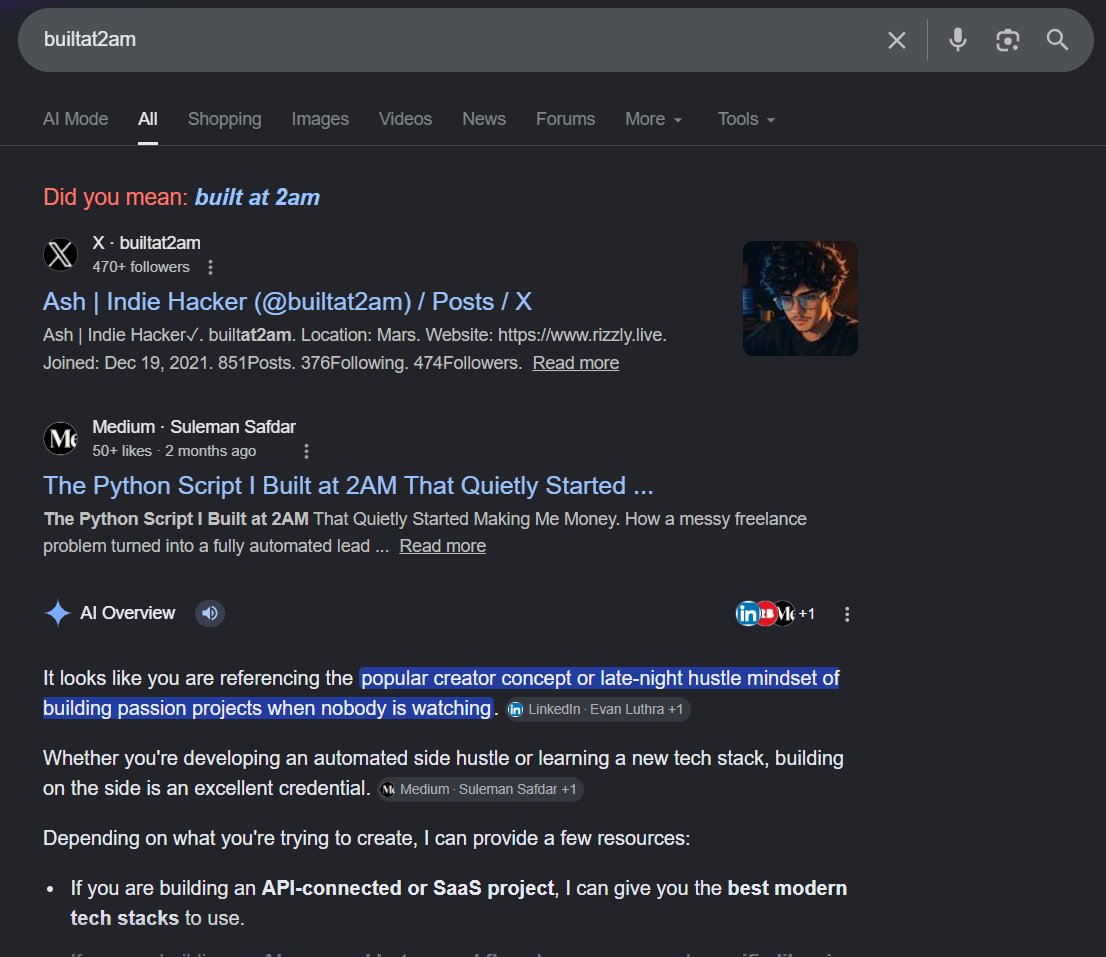 Ash | Indie Hacker (@builtat2am) / Posts / X