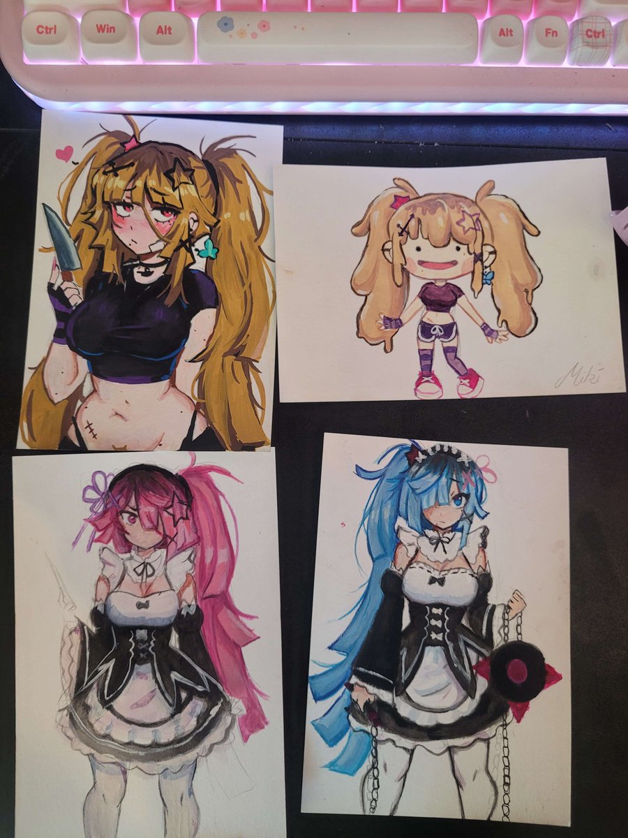 DokiDoMiki's tweet photo. here are some drawings I've been recently doing on stream with gouache and acrylic markers, if anyone wants to see more of these let me know! https://t.co/i6jp9YozaM