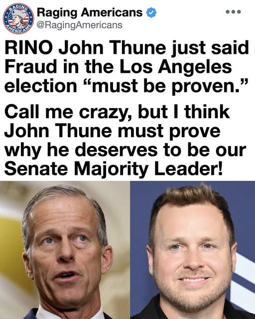 arva61138's tweet photo. The RINO John Thune ELECTION FRAUD In Los Angeles Election “Must Be Proven.” … https://t.co/c0x3MbWwRL