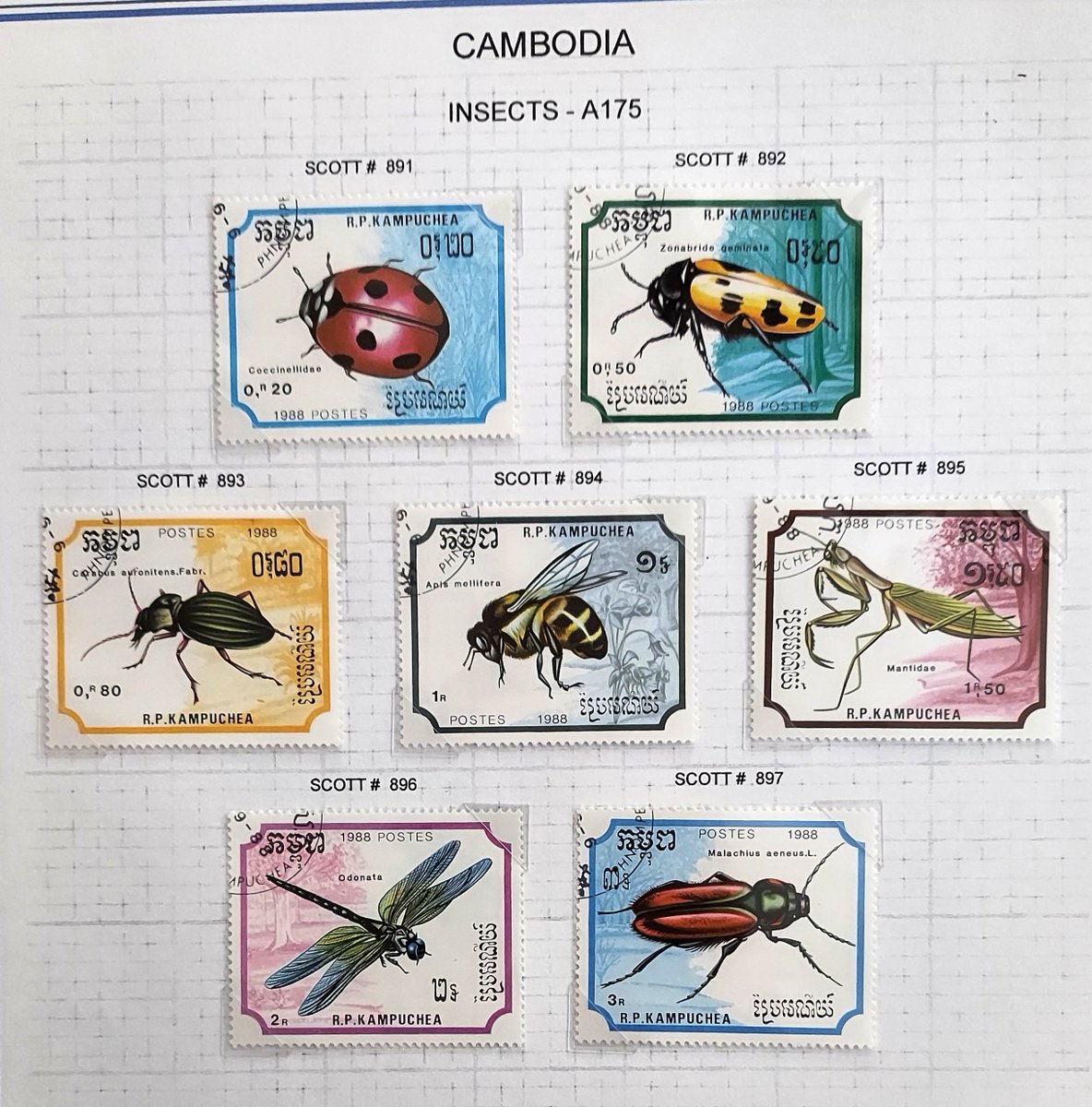 AngelaRienerth's tweet photo. !!!30% off!!! Cambodia Stamps, Vendor #629, available at Blue Crow Antique Mall, Painter, Va. @bluecrowantiques #cambodia #stamps #insects #bugs #A175 #sn891 #sn892 #stampcollectors #philatelists #vintage #antique #collectible #collectors #collection #collectorsarewatching https://t.co/d1p4gl7PBp