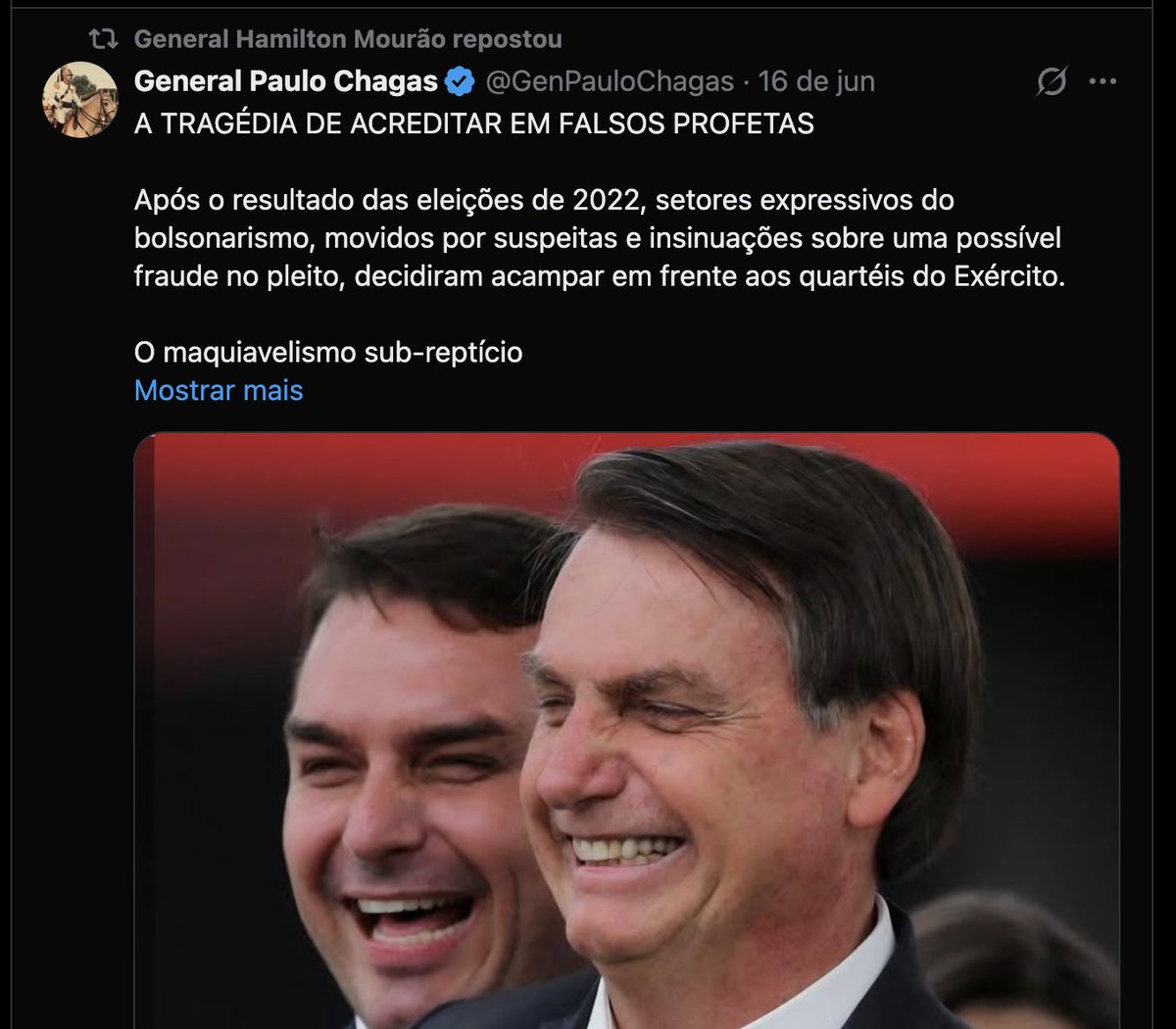 MafinhaBarba's tweet photo. O vagabundo do @GeneralMourao dando RT na cadela do Chagas é bom demais. https://t.co/64Fbr0rSLm