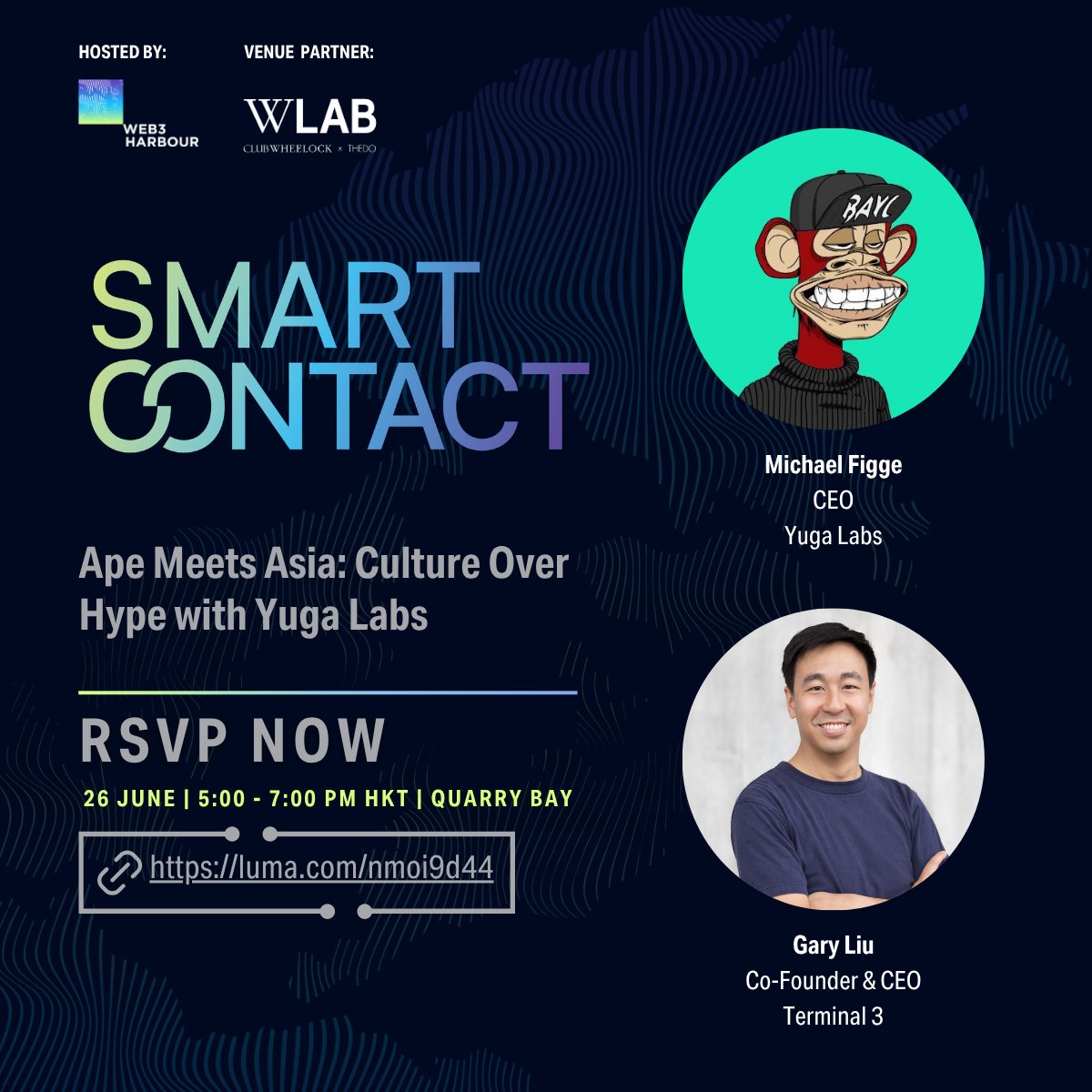 web3harbour's tweet photo. Do Bored Apes still matter? 🦍

Yes — and their next chapter is unfolding right here in Hong Kong.

In @web3harbour's upcoming SMART CONTACT, we sit down with Michael Figge, the new CEO of Yuga Labs, to unpack the future of BAYC, Otherside, and ApeCoin.

Figge’s track record building cultural moments (VMAs, Coachella, Super Bowl) is exactly what this OG Web3 community needs.

Register now 👉 https://t.co/CanYlBU1uu