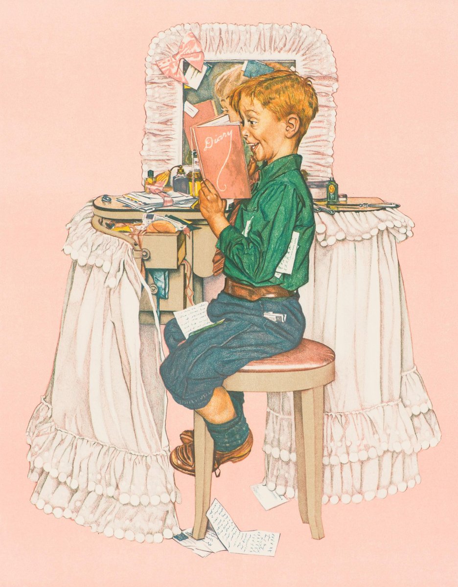 ノーマン・ロックウェル　シークレット ノーマン・ロックウェル （Norman Rockwell、1894-1978） 『盗み読み