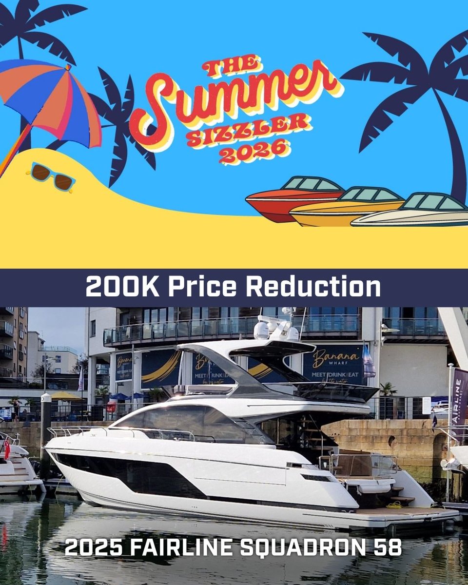 ApprovedBoats's tweet photo. Over 200K off a 2025 Fairline Squadron 58.

This ex-demonstrator is available now in Southampton, with Beach Club package, hydraulic side balconies, HardTop, Seakeeper 9 stabilisation and immediate delivery.

View it here: https://t.co/iQkMNFjZ44 

#ApprovedBoats #FairlineYachts https://t.co/dTAxnpoRJV