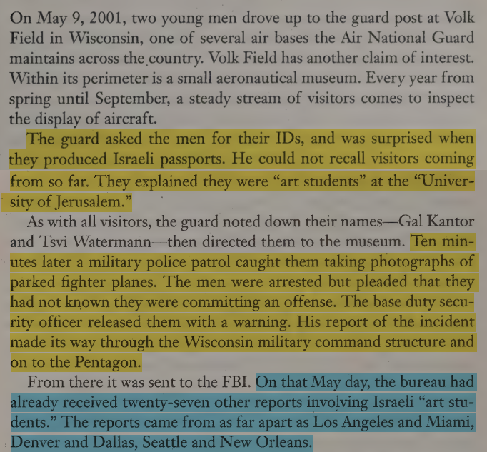 toxictiramisu's tweet photo. In May 2001, foreign "art students" using fake credentials and cell phones traced to a diplomat who had left the US were caught photographing federal buildings &amp; military bases. When Carl Cameron reported on the spy network, powerful lobbying groups smeared him to kill the story. https://t.co/Xe3K8s8Kae