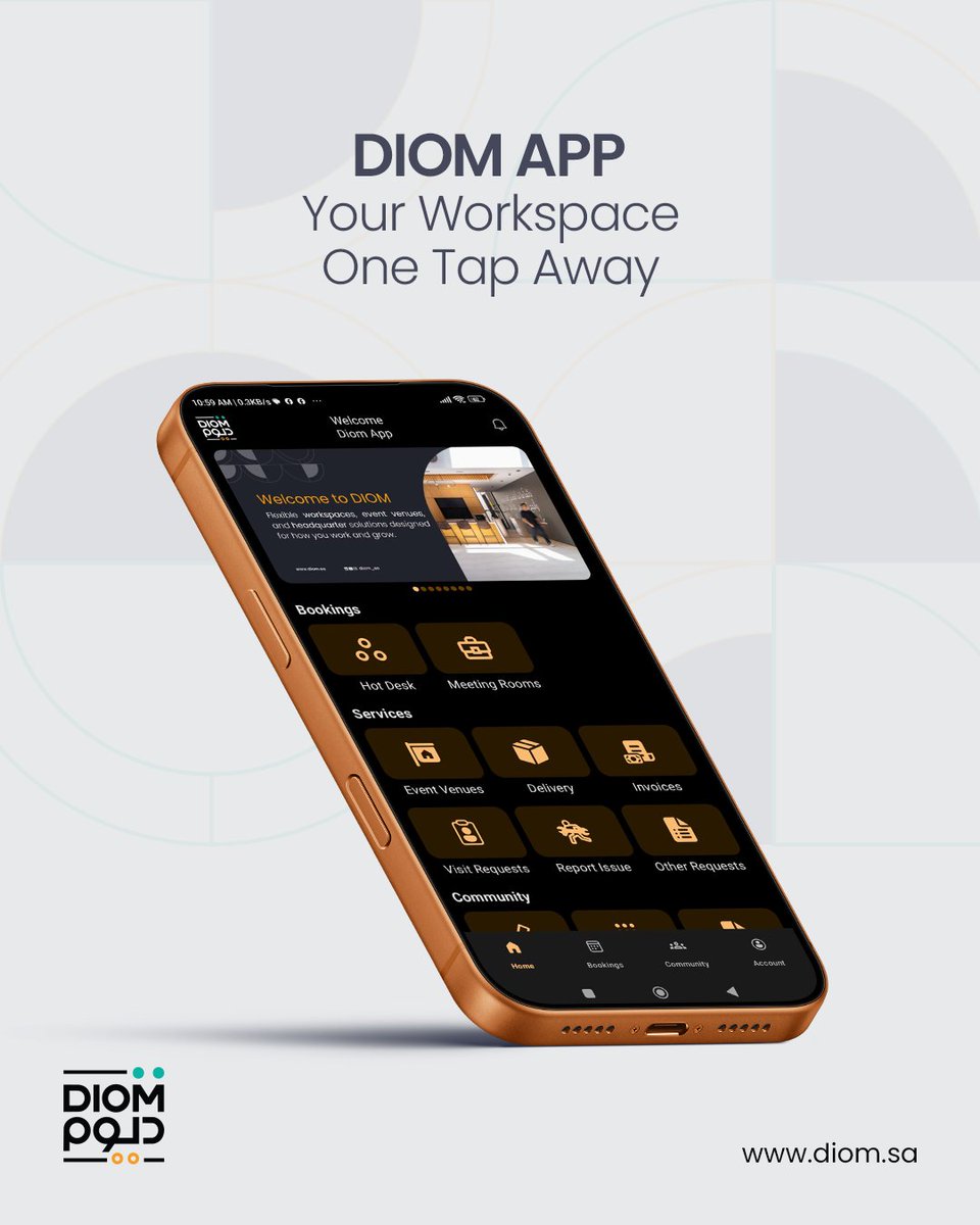 Diom_sa's tweet photo. إدارة مساحة العمل

يجب أن تكون أكثر سهولة.

ومع تطبيق ديوم، تصبح عملية الحجز، وتنظيم يومك، والوصول إلى ما تحتاجه أسرع وأكثر سلاسة وترابطًا.

Managing your workspace should feel simple, fast, and always within reach.

Download the app through the link:

https://t.co/1XyPzZHbFQ

للحجز والاستفسار:

+9669200 04352

📧 hello@diom.sa

Discover more: https://t.co/8jGqVF0Jv3