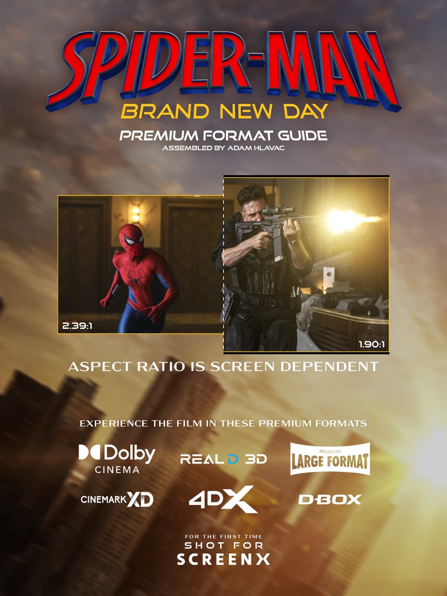 adamhlavac's tweet photo. I confirmed with Sony that SPIDER-MAN: BRAND NEW DAY was mastered with two aspect ratios — 1.90:1 for flat screens and 2.39:1 for scope screens! https://t.co/NcC7ud2tcy