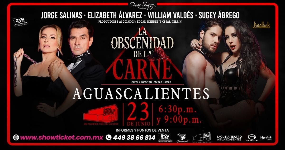 MexaNoticias's tweet photo. “LA OBSCENIDAD DE LA CARNE”
23 de junio | Show Business Center | #Aguascalientes

Boletos e informes:
https://t.co/Z83Sa1d9CD https://t.co/jccQowsSk7