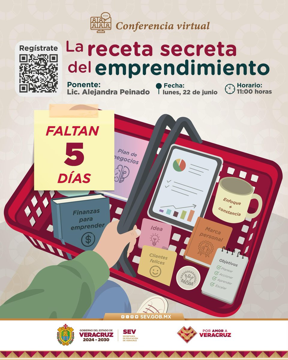 SEducacionVer's tweet photo. ¡Prepárate para el éxito! Faltan 5 días📆 para la Conferencia Virtual. 

Aprende de la Lic. Alejandra Peinado sobre los ingredientes clave para un emprendimiento exitoso. 

No te lo pierdas. 🧠 https://t.co/8Esta01K6Z