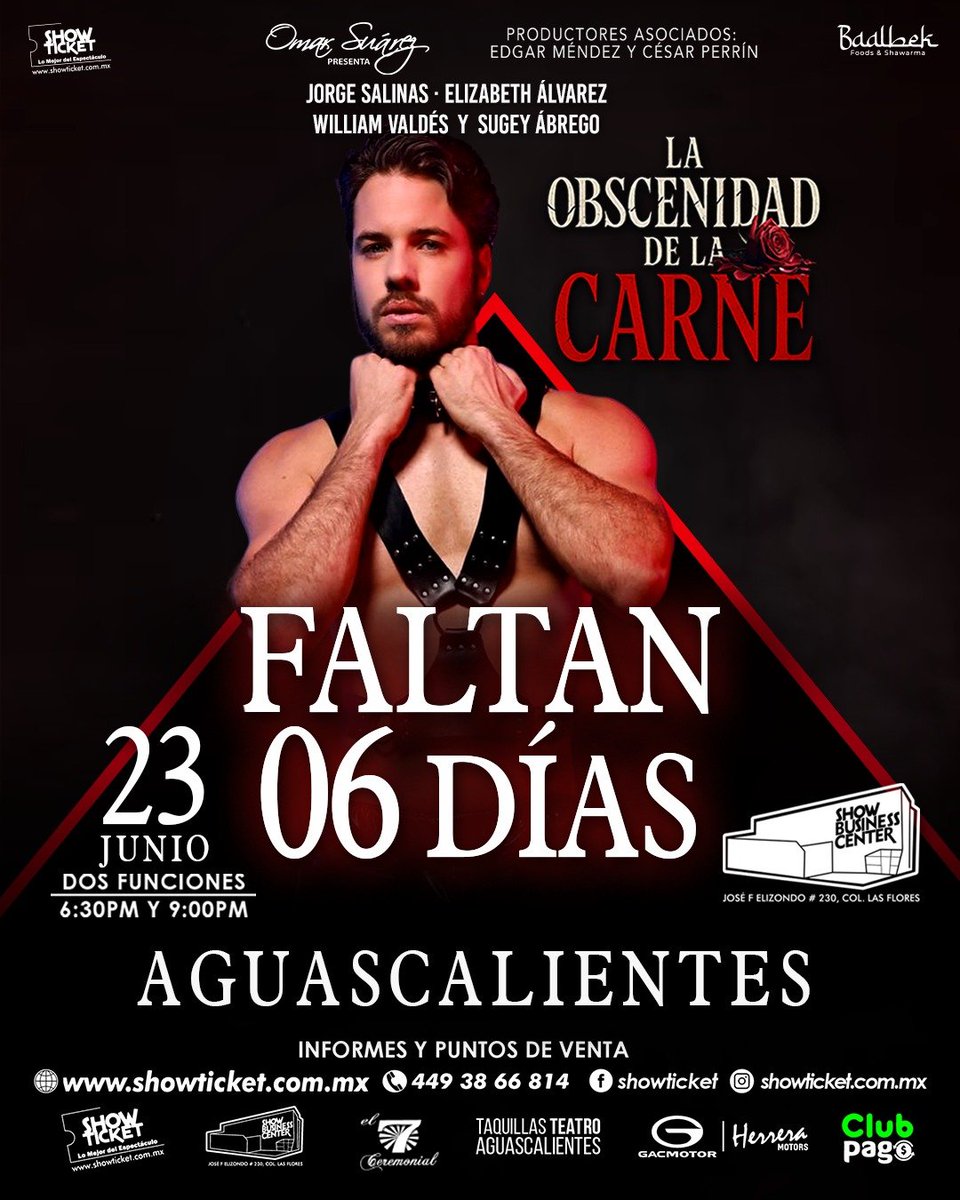 MexaNoticias's tweet photo. “LA OBSCENIDAD DE LA CARNE”
23 de junio | Show Business Center | #Aguascalientes

Boletos e informes:
https://t.co/Z83Sa1d9CD https://t.co/jccQowsSk7