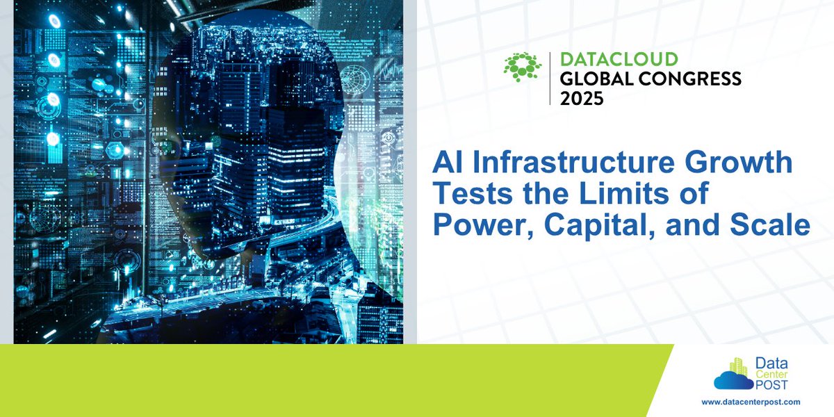 datacenterpost's tweet photo. AI is transforming digital infrastructure faster than ever. At #DatacloudGlobalCongress 2026, industry leaders tackled the growing challenges of power, capital, workforce development, and scaling AI capacity for the future.

Get the key insights: https://t.co/1vJa3ruiEe

#AIInfrastructure #DataCenters #iMPR #DataCenterPOST