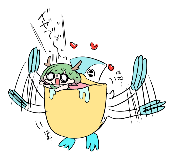 Danico_V's tweet photo. ぬゐちゃん( #VshiroinuV )が描いてくれた～💚

題名：ペリッパーに捕食されるだにこ https://t.co/8iFYjHDHAp
