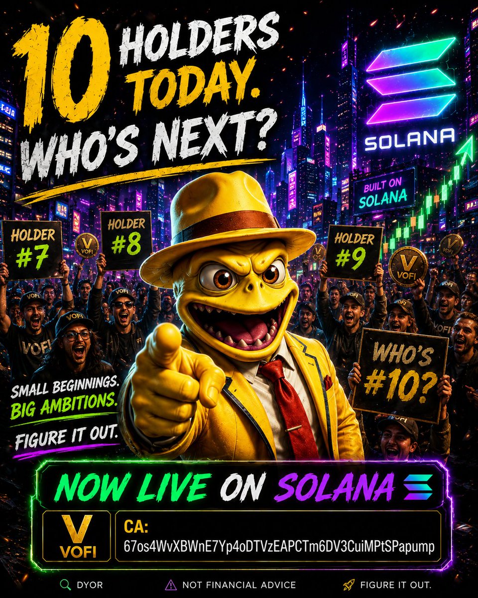 nutriaer88's tweet photo. 10 holders today.
Every community starts small.
Every movement starts with a few believers.
The crowd waits for proof.
Builders create it.
Who's next?
CA: 67os4WvXBWnE7Yp4oDTVzEAPCTm6DV3CuiMPtSPapump
#VOFI #Solana #Memecoin #PumpFun #Crypto https://t.co/nOpBUYbg4W