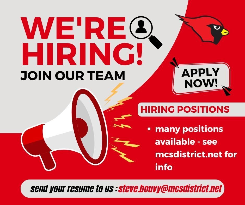 MCSDistrict's tweet photo. Millington Community Schools is hiring.  Please see the following link for all available positions.

https://t.co/sJjJIMCtXP https://t.co/tQW6HaTA6n