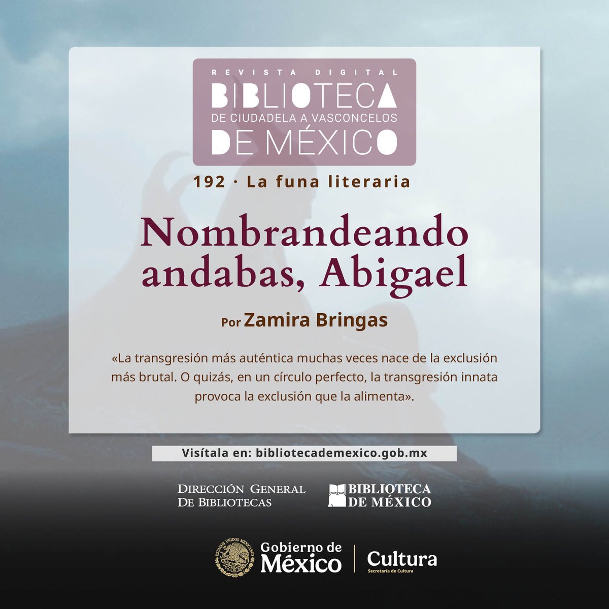BiblioMexCddela's tweet photo. Las voces incómodas suelen pagar un precio por decir lo que otros callan.
𝘕𝘰𝘮𝘣𝘳𝘢𝘯𝘥𝘦𝘢𝘯𝘥𝘰 𝘢𝘯𝘥𝘢𝘣𝘢𝘴, 𝘈𝘣𝘪𝘨𝘢𝘦𝘭, 𝗭𝗮𝗺𝗶𝗿𝗮 𝗕𝗿𝗶𝗻𝗴𝗮𝘀nos habla sobre la exclusión y el legado de Abigael Bohórquez.
🔗https://t.co/9pB4uYwNL7
#Yo❤️BdM #I❤️BV https://t.co/j7rahxQjlF