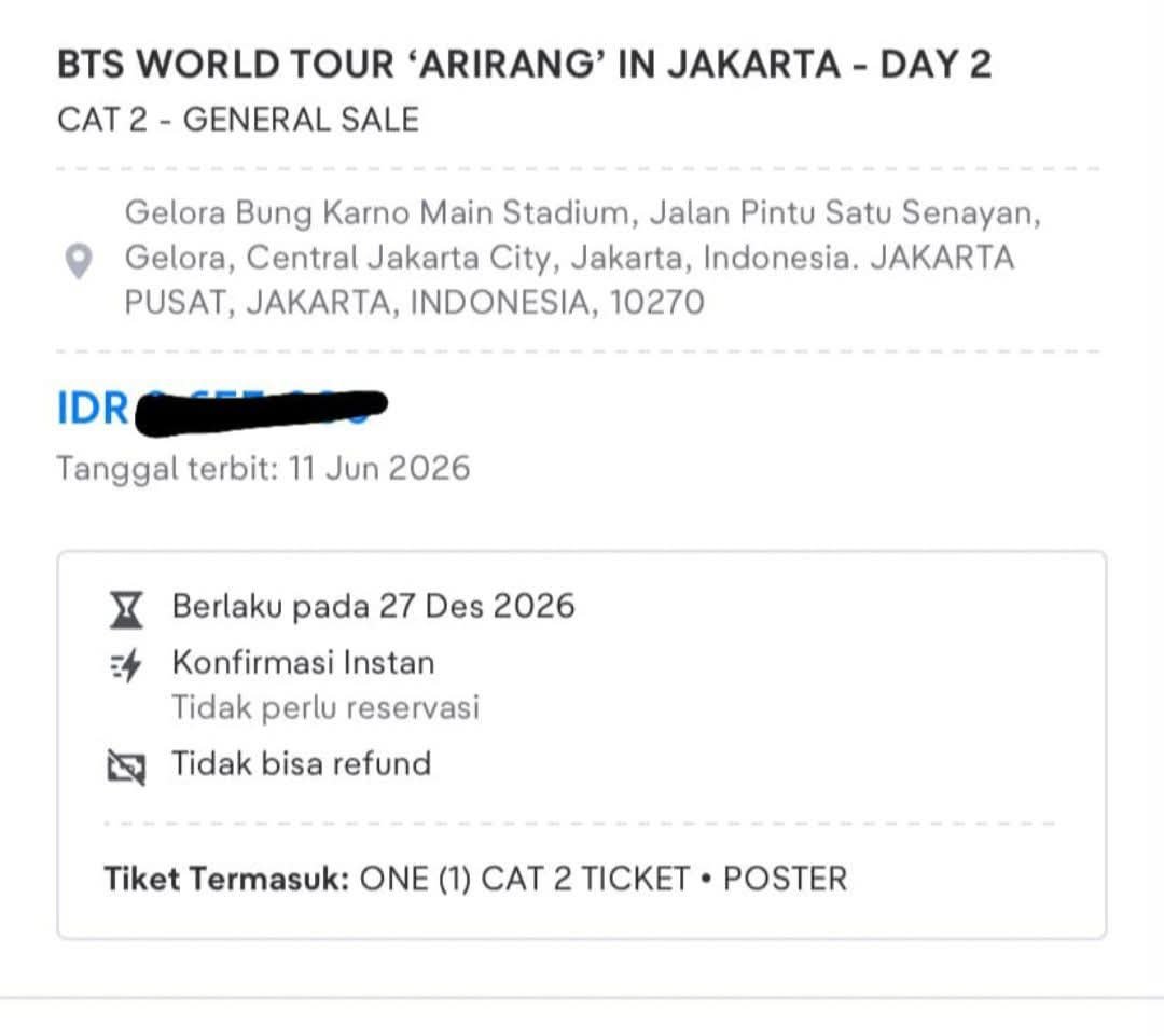 iminterpacing's tweet photo. WTS

Day 2 Cat 2
2.7 nett
DP 15% atau COD Venue

#armybantuarmy
#BTS_ARİRANG 
#btsarirangJKT https://t.co/eK1YHMr5mf