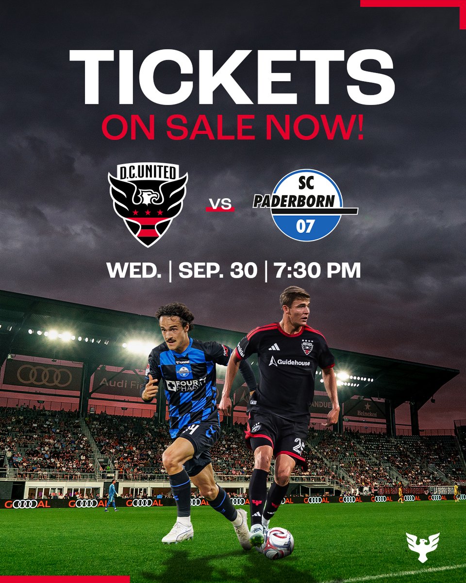 dcunited's tweet photo. It’s all going down at Audi this September. 

SC Paderborn 07 is coming to the District for an international showdown against the Black-and-Red.

Secure your tickets 🎟️: https://t.co/u6lxRybDOM https://t.co/ScZEOmqnwu