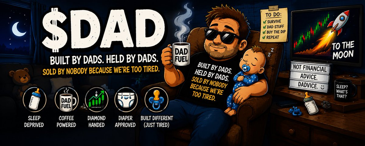 DadCoinHQ's tweet photo. Built by dads.
Held by dads.
Sold by nobody because we're too tired.
☕🍼

#DAD #Solana #Memecoin https://t.co/epymLl0CFW